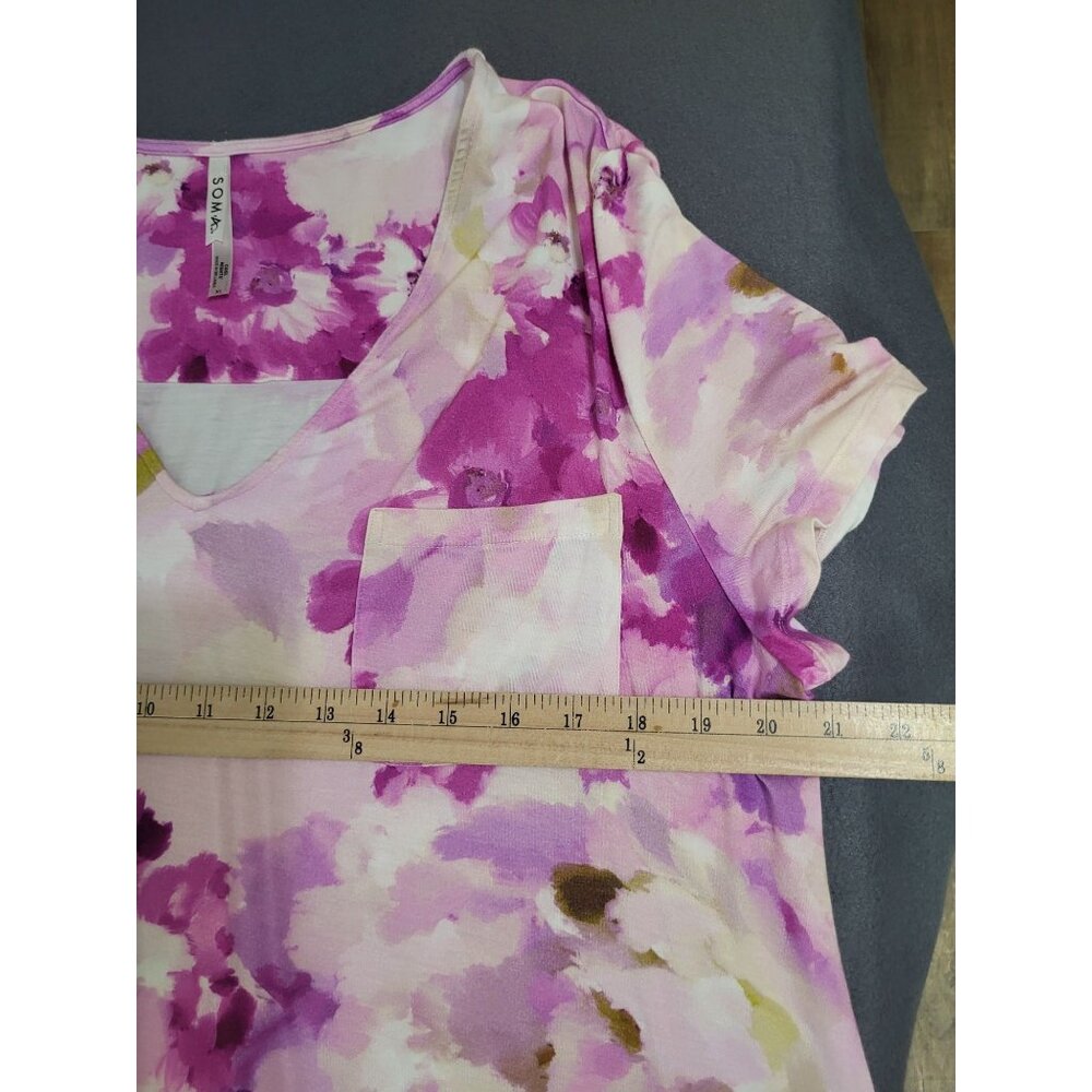 SOMA Cool Nights Women's SZ XL V Neck Short Sleeve Sleep Shirt Nightgown Floral - Picture 4 of 5